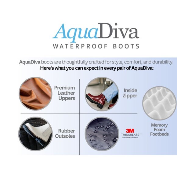 NWT AQUA DIVA 10 Savannah Chelsea Waterproof Ankle Boot Leather Insulated Black - Picture 8 of 16